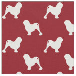 Lowchen Dog Silhouettes Red and White Patterned Fabric
