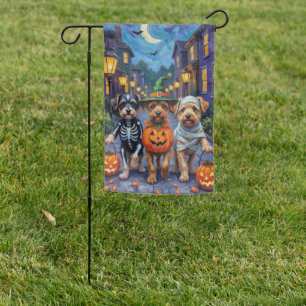 Lowchen Dogs Trick-or-Treating Halloween Costumes Garden Flag