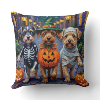 Lowchen Dogs Trick-or-Treating Halloween Costumes Throw Pillow