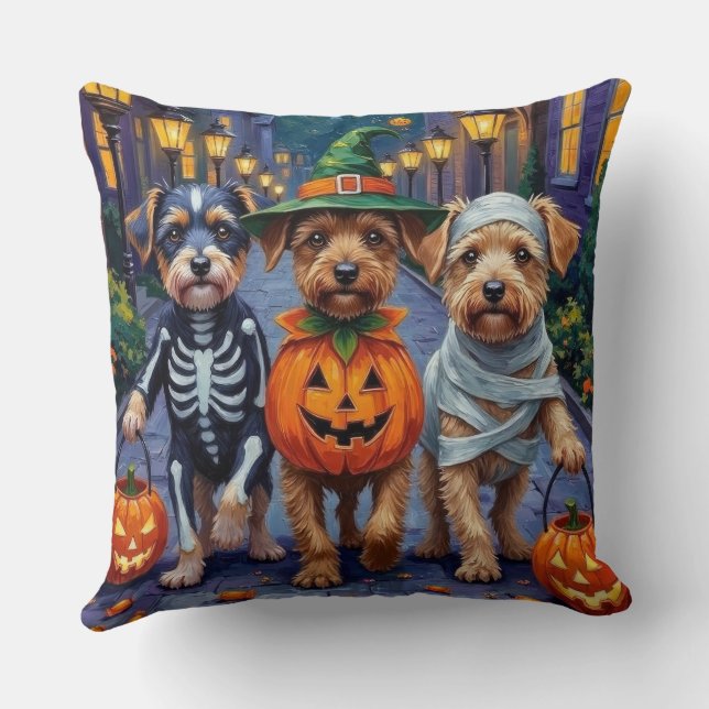Lowchen Dogs Trick-or-Treating Halloween Costumes Throw Pillow (Back)