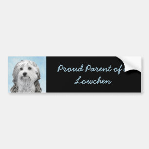 Lowchen Painting - Cute Original Dog Art Bumper Sticker