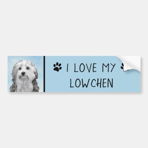 Lowchen Painting _ Cute Original Dog Art Bumper Sticker