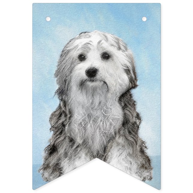 Lowchen Painting - Cute Original Dog Art Bunting Flags (First Flag)