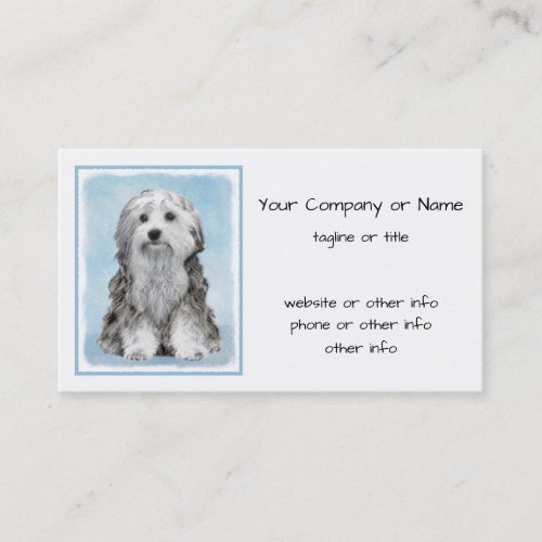 Lowchen Painting _ Cute Original Dog Art Business Card