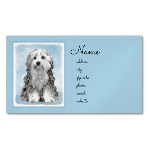 Lowchen Painting _ Cute Original Dog Art Business Card Magnet