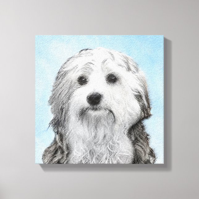 Lowchen Painting - Cute Original Dog Art Canvas Print (Front)