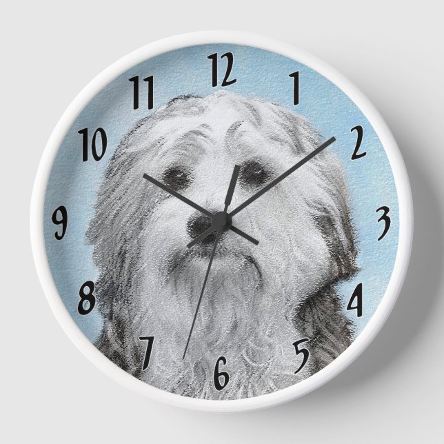 Lowchen Painting - Cute Original Dog Art Clock (Front)