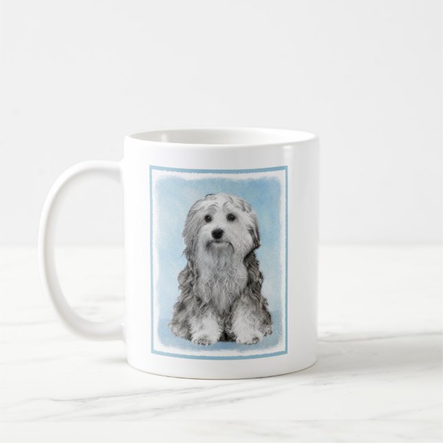 Lowchen Painting - Cute Original Dog Art Coffee Mug (Left)