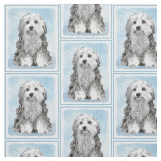 Lowchen Painting - Cute Original Dog Art Fabric