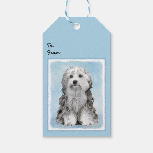 Lowchen Painting _ Cute Original Dog Art Gift Tags