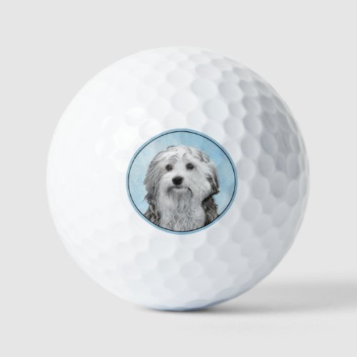 Lowchen Painting _ Cute Original Dog Art Golf Balls