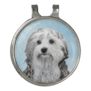 Lowchen Painting - Cute Original Dog Art Golf Hat Clip