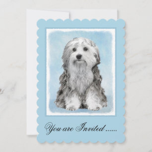 Lowchen Painting - Cute Original Dog Art Invitation