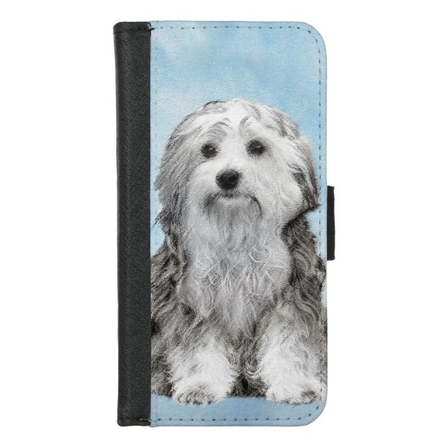 Lowchen Painting - Cute Original Dog Art iPhone Wallet Case (Front)