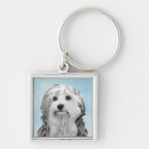 Lowchen Painting - Cute Original Dog Art Keychain