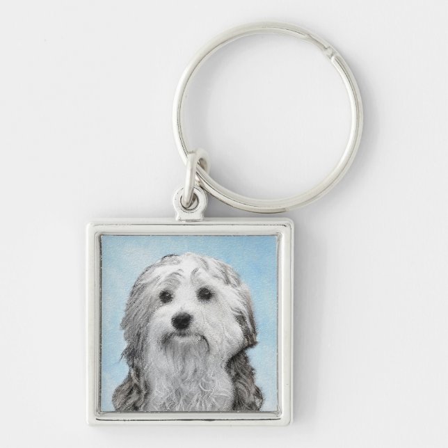 Lowchen Painting - Cute Original Dog Art Keychain (Front)