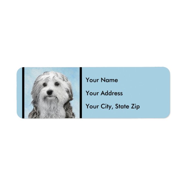 Lowchen Painting - Cute Original Dog Art Label (Front)