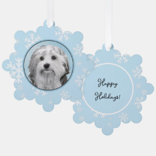 Lowchen Painting - Cute Original Dog Art Ornament Card