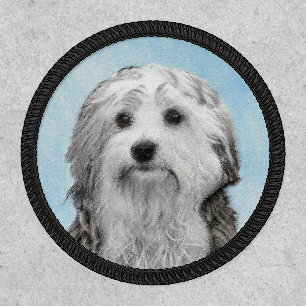 Lowchen Painting - Cute Original Dog Art Patch