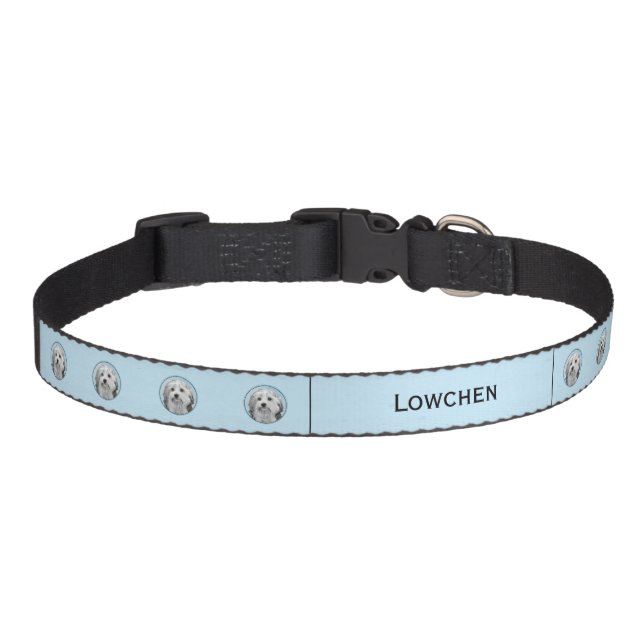 Lowchen Painting - Cute Original Dog Art Pet Collar (Front)