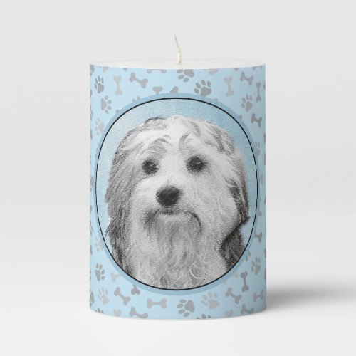 Lowchen Painting _ Cute Original Dog Art Pillar Candle