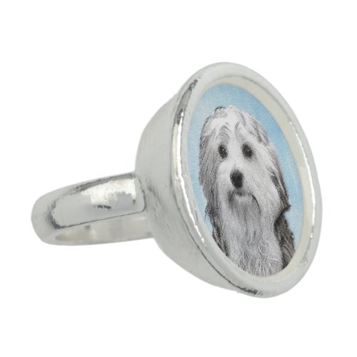 Lowchen Painting _ Cute Original Dog Art Ring