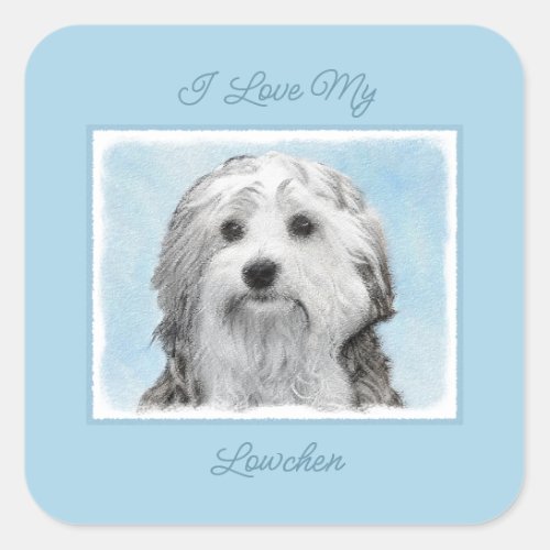 Lowchen Painting _ Cute Original Dog Art Square St Square Sticker