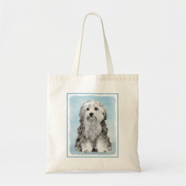 Lowchen Painting - Cute Original Dog Art Tote Bag (Front)