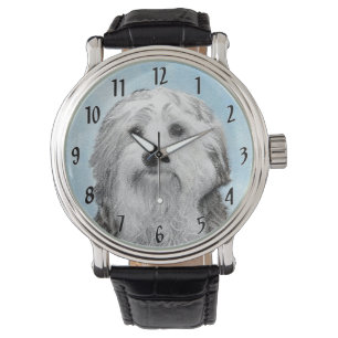 Lowchen Painting - Cute Original Dog Art Watch