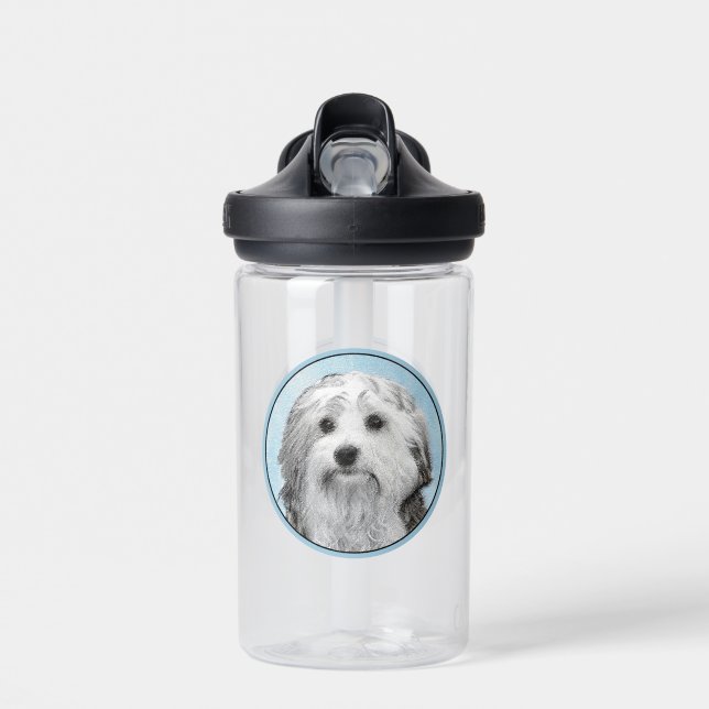 Lowchen Painting - Cute Original Dog Art Water Bottle (Front)