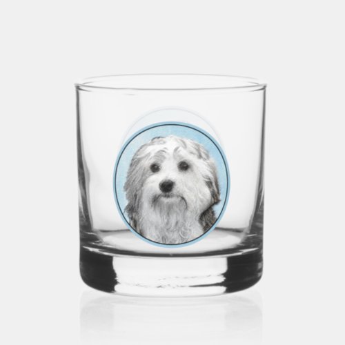 Lowchen Painting _ Cute Original Dog Art Whiskey Glass