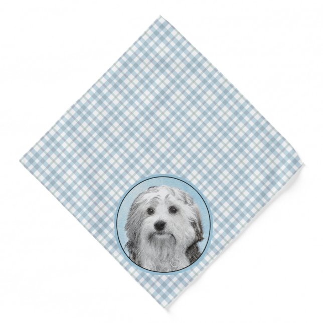 Lowchen Painting Silver and Cream Original Dog Art Bandana (Front)