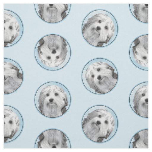 Lowchen Painting Silver and Cream Original Dog Art Fabric