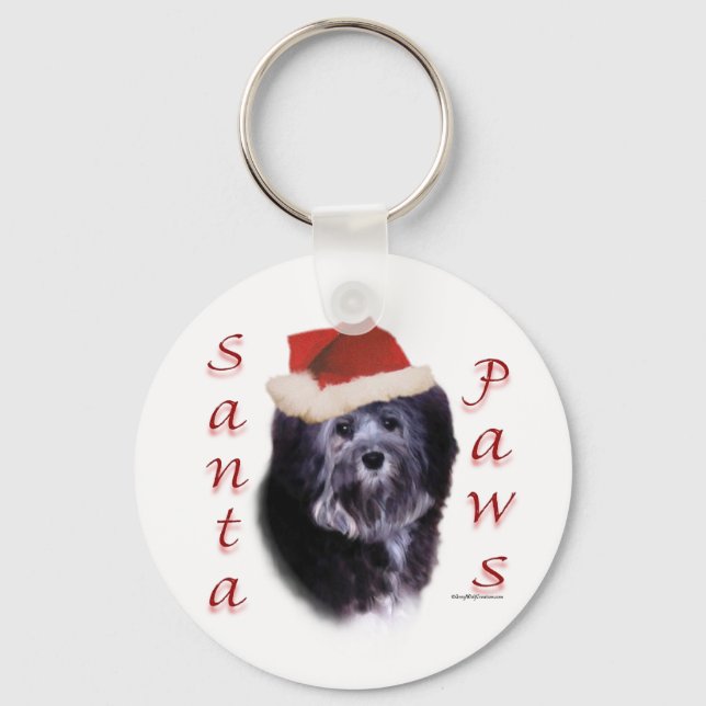 Lowchen Santa Paws Keychain (Front)