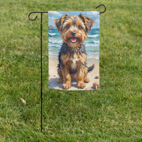 Lowchen Sunny Beach Dog Art Garden Flag