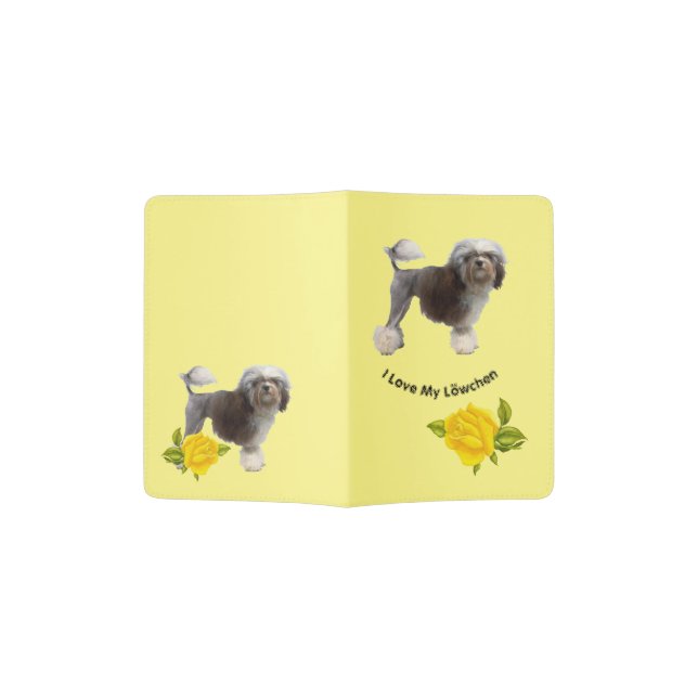 Lowchen with Yellow Roses Passport Holder (Opened)