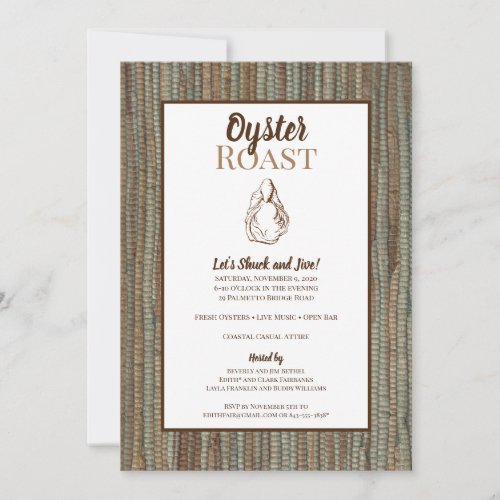 Lowcountry Grasscloth Oyster Roast Invitation