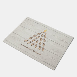 Lowcountry Oyster Christmas Tree on Wood Plank Doormat