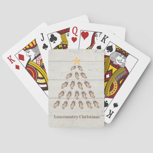 Lowcountry Oyster Christmas Tree on Wood Plank  Poker Cards (Back)
