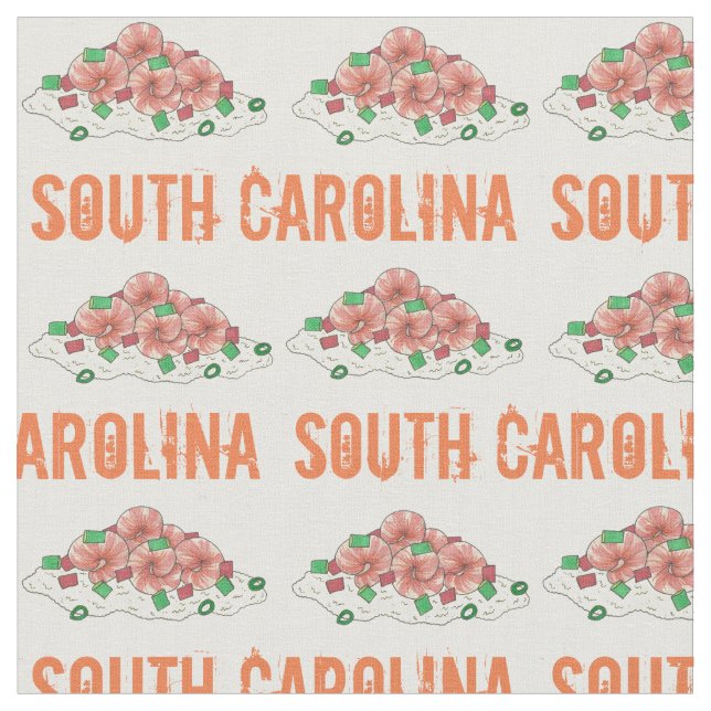 Lowcountry South Carolina SC Shrimp and Grits Food Fabric (Close Up)