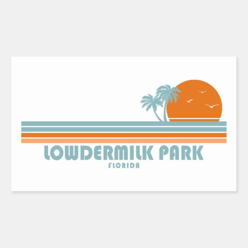 Lowdermilk Park Naples Florida Sun Palm Trees Rectangular Sticker