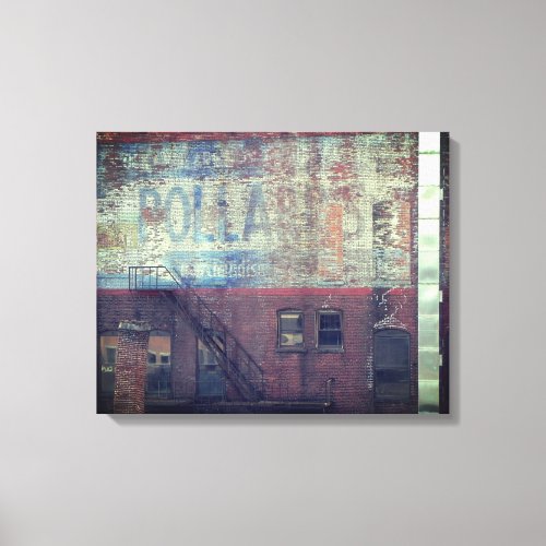 LOWELL MA BUILDING SIGN  WRAPPED CANVAS PRINT