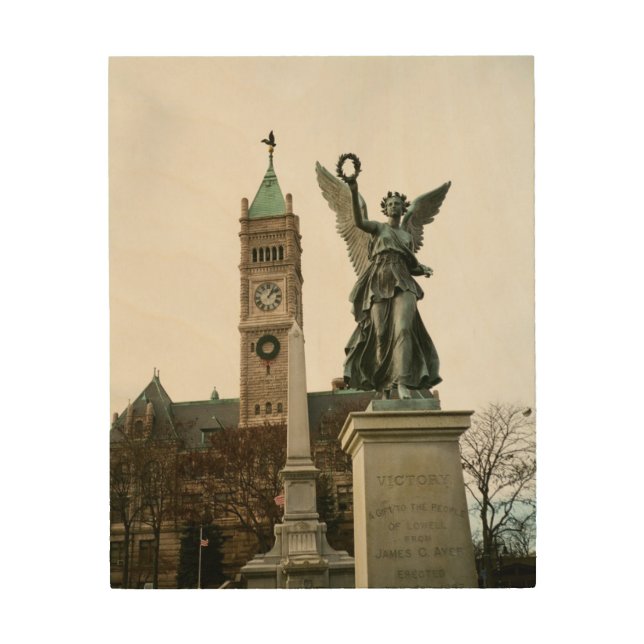 LOWELL MASSACHUSETTS CITY HALL WOOD WALL ART (Front)