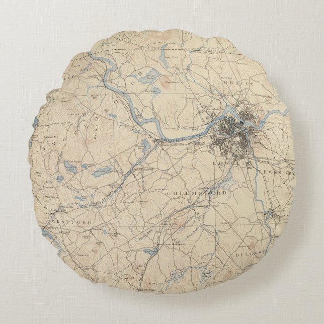 Lowell, Massachusetts Round Pillow (Front)