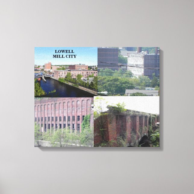 LOWELL MILL CITY COLLAGE WRAPPED CANVAS PRINT (Front)