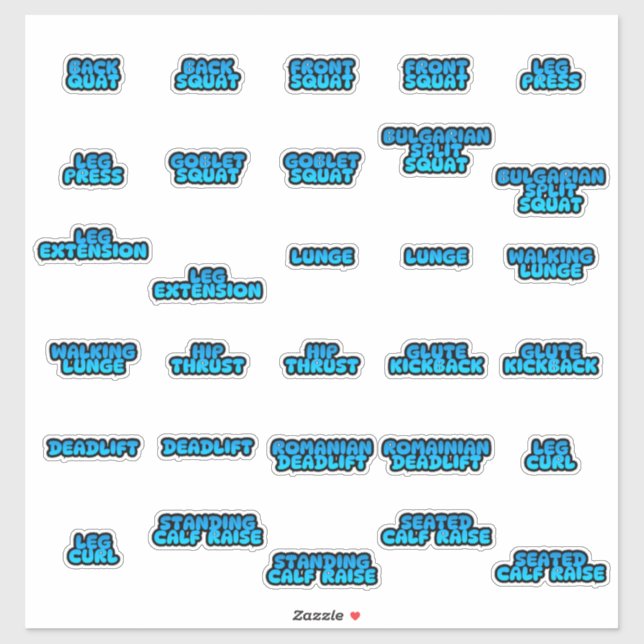 Lower Body Workout Planner Stickers (Sheet)