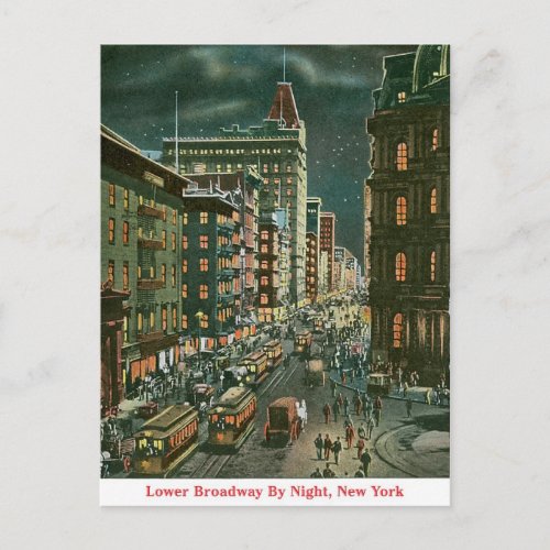 Lower Broadway by Night Postcard