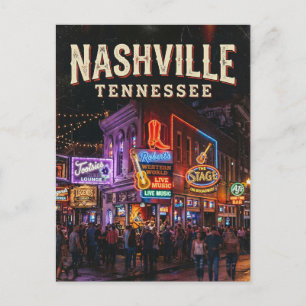 Lower Broadway Honky-Tonks USA Postcard