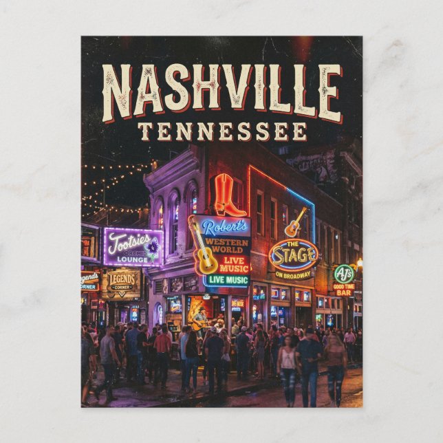 Lower Broadway Honky-Tonks USA Postcard (Front)