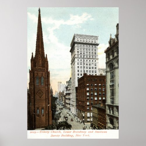 Lower Broadway NY 1897 Vintage Poster